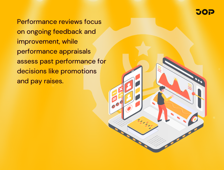 Performance-reviews-focus-on-ongoing-feedback-and-improvement-while-performance-appraisals-assess-past-performance-for-decisions-like-promotions-and-pay-raises