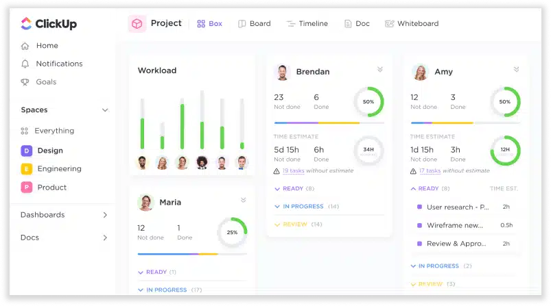 ClickUp offers a comprehensive OKR framework with pre-built templates, goal tracking, dashboards, and integrations to streamline objectives and results.
