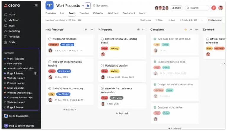 asana dashboard goal setting software