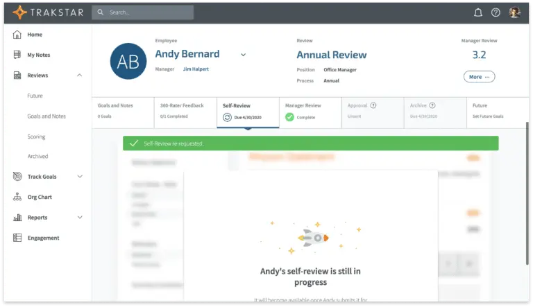 trakstar dashboar goal setting software